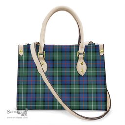 ScotsTee Shop Scottish Davidson of Tulloch Clan Tartan Leather Bag with Shoulder Strap