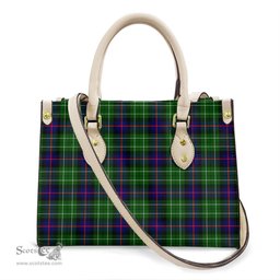 ScotsTee Shop Scottish Leslie Hunting Clan Tartan Leather Bag with Shoulder Strap