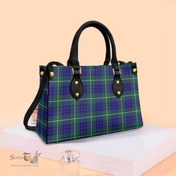 ScotsTee Shop Scottish Hamilton Hunting Modern Clan Tartan Leather Bag with Shoulder Strap