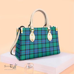 ScotsTee Shop Scottish Flower Of Scotland Clan Tartan Leather Bag with Shoulder Strap