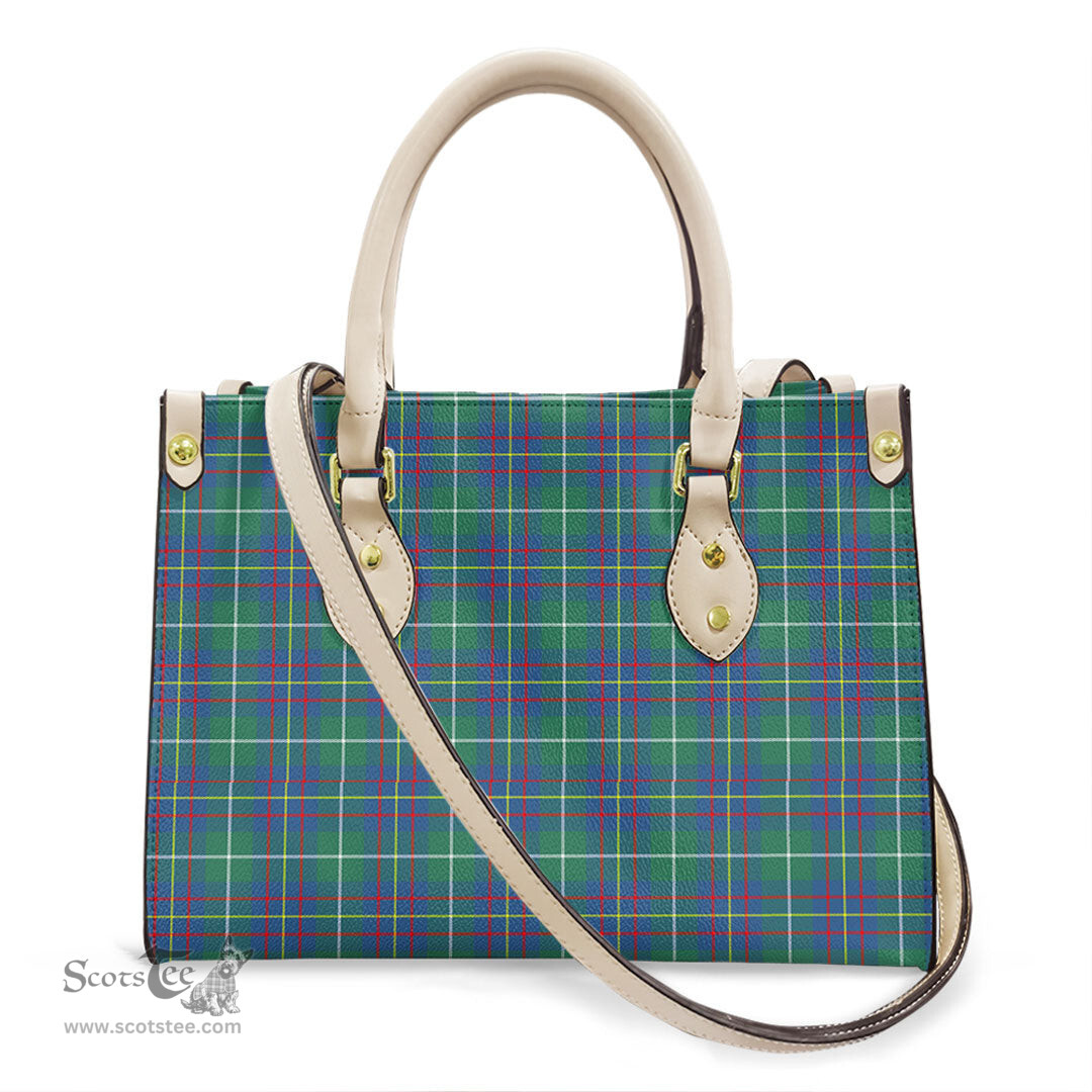 ScotsTee Shop Scottish Inglis Ancient Clan Tartan Leather Bag with Shoulder Strap