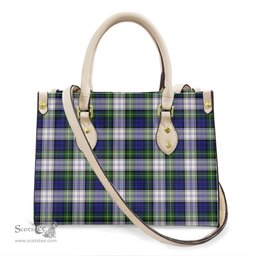 ScotsTee Shop Scottish Gordon Dress Modern Clan Tartan Leather Bag with Shoulder Strap
