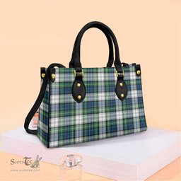 ScotsTee Shop Scottish Gordon Dress Ancient Clan Tartan Leather Bag with Shoulder Strap