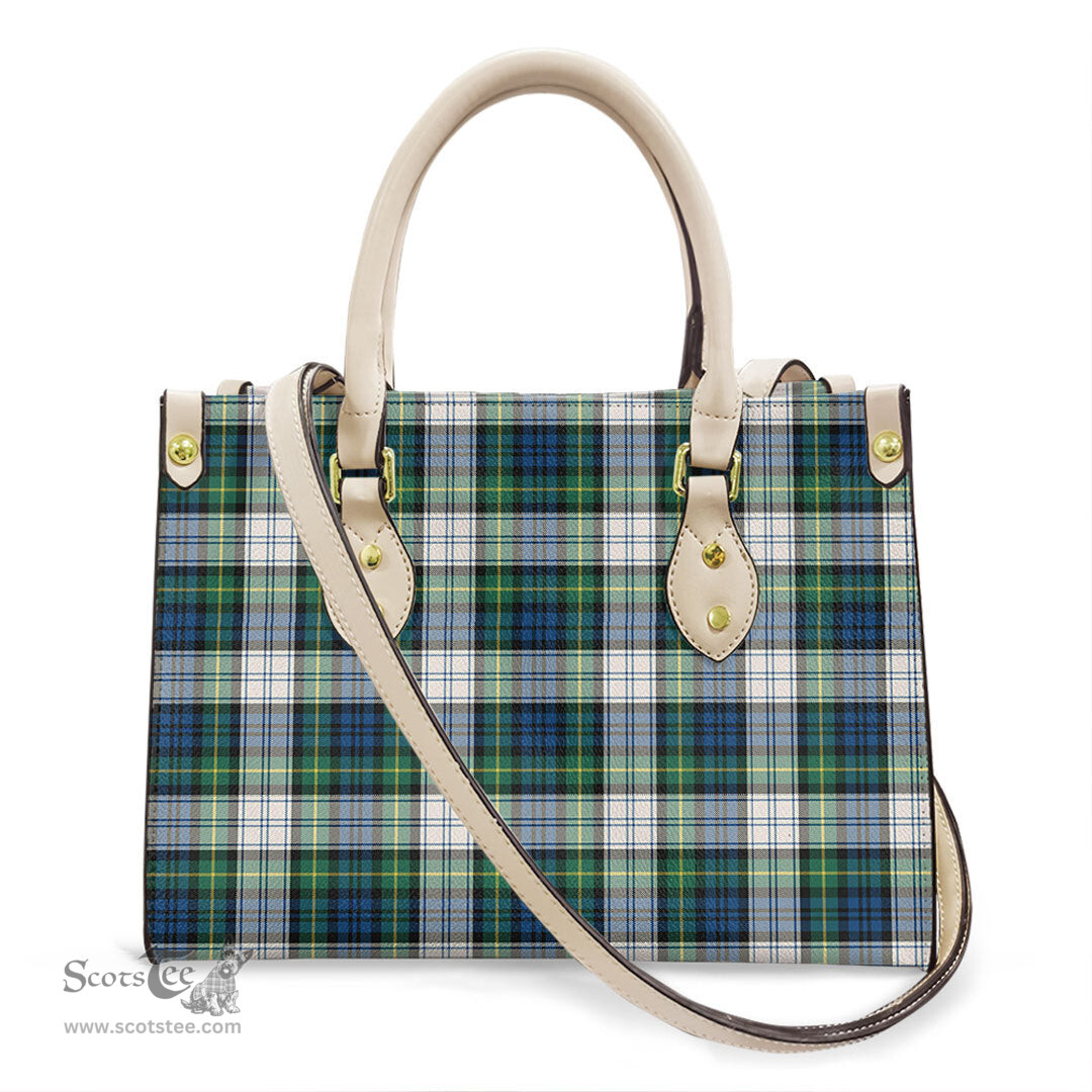 ScotsTee Shop Scottish Gordon Dress Ancient Clan Tartan Leather Bag with Shoulder Strap
