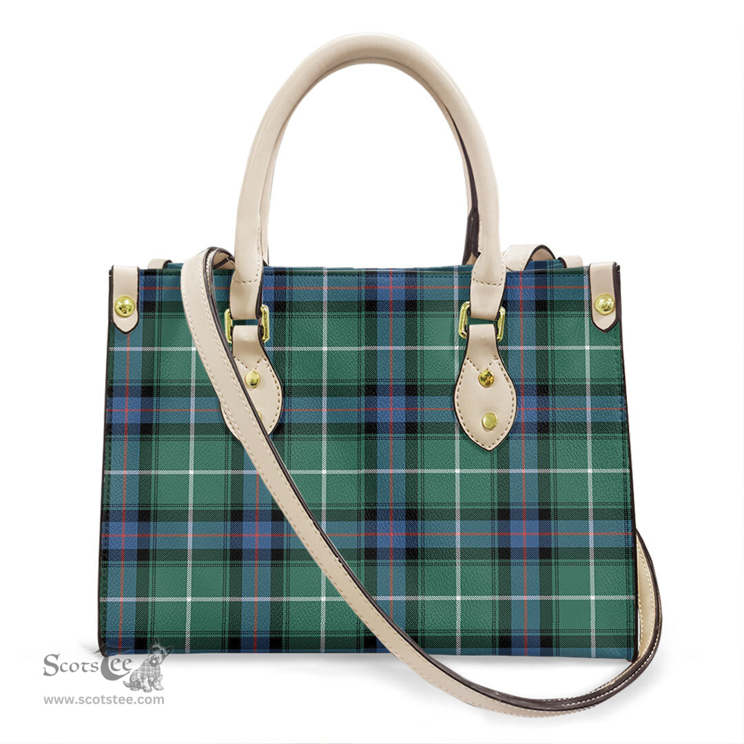 ScotsTee Shop Scottish MacDonald of the Isles Hunting Ancient Clan Tartan Leather Bag with Shoulder Strap
