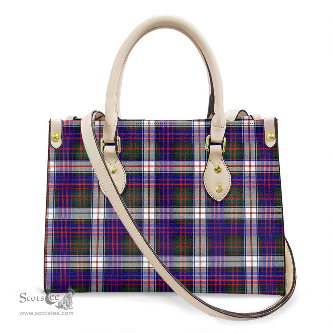 ScotsTee Shop Scottish MacDonald Dress Modern Clan Tartan Leather Bag with Shoulder Strap
