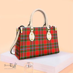 ScotsTee Shop Scottish Drummond of Perth Clan Tartan Leather Bag with Shoulder Strap
