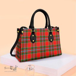 ScotsTee Shop Scottish Drummond of Perth Clan Tartan Leather Bag with Shoulder Strap