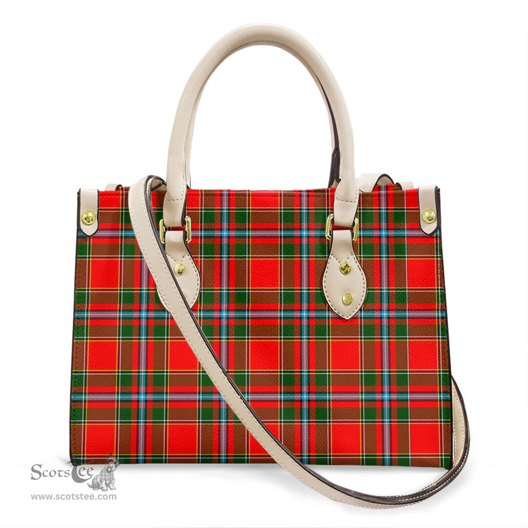 ScotsTee Shop Scottish Drummond of Perth Clan Tartan Leather Bag with Shoulder Strap