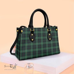 ScotsTee Shop Scottish MacAulay Hunting Ancient Clan Tartan Leather Bag with Shoulder Strap