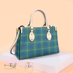 ScotsTee Shop Scottish Hamilton Hunting Ancient Clan Tartan Leather Bag with Shoulder Strap