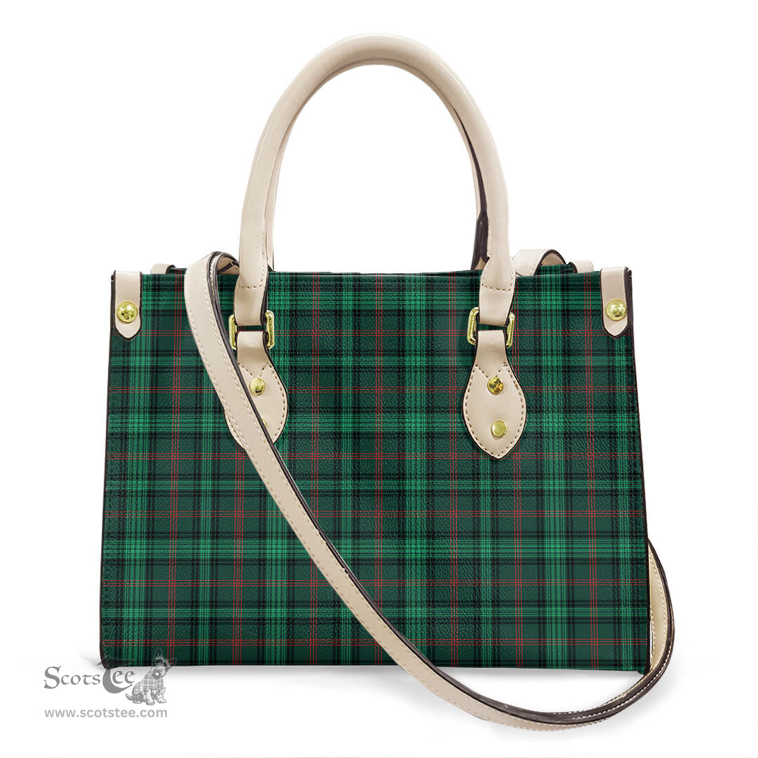 ScotsTee Shop Scottish Ross Hunting Modern Clan Tartan Leather Bag with Shoulder Strap