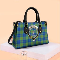 ScotsTee Shop Scottish Barclay Hunting Ancient Clan Crest Tartan Leather Bag with Shoulder Strap