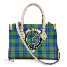 ScotsTee Shop Scottish Barclay Hunting Ancient Clan Crest Tartan Leather Bag with Shoulder Strap