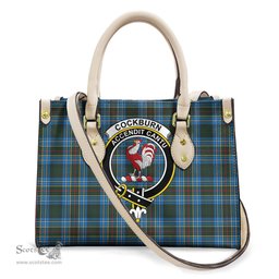 ScotsTee Shop Scottish Cockburn Modern Clan Crest Tartan Leather Bag with Shoulder Strap