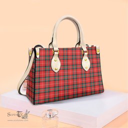 ScotsTee Shop Scottish Stuart of Bute Clan Tartan Leather Bag with Shoulder Strap