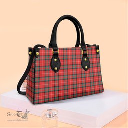 ScotsTee Shop Scottish Stuart of Bute Clan Tartan Leather Bag with Shoulder Strap