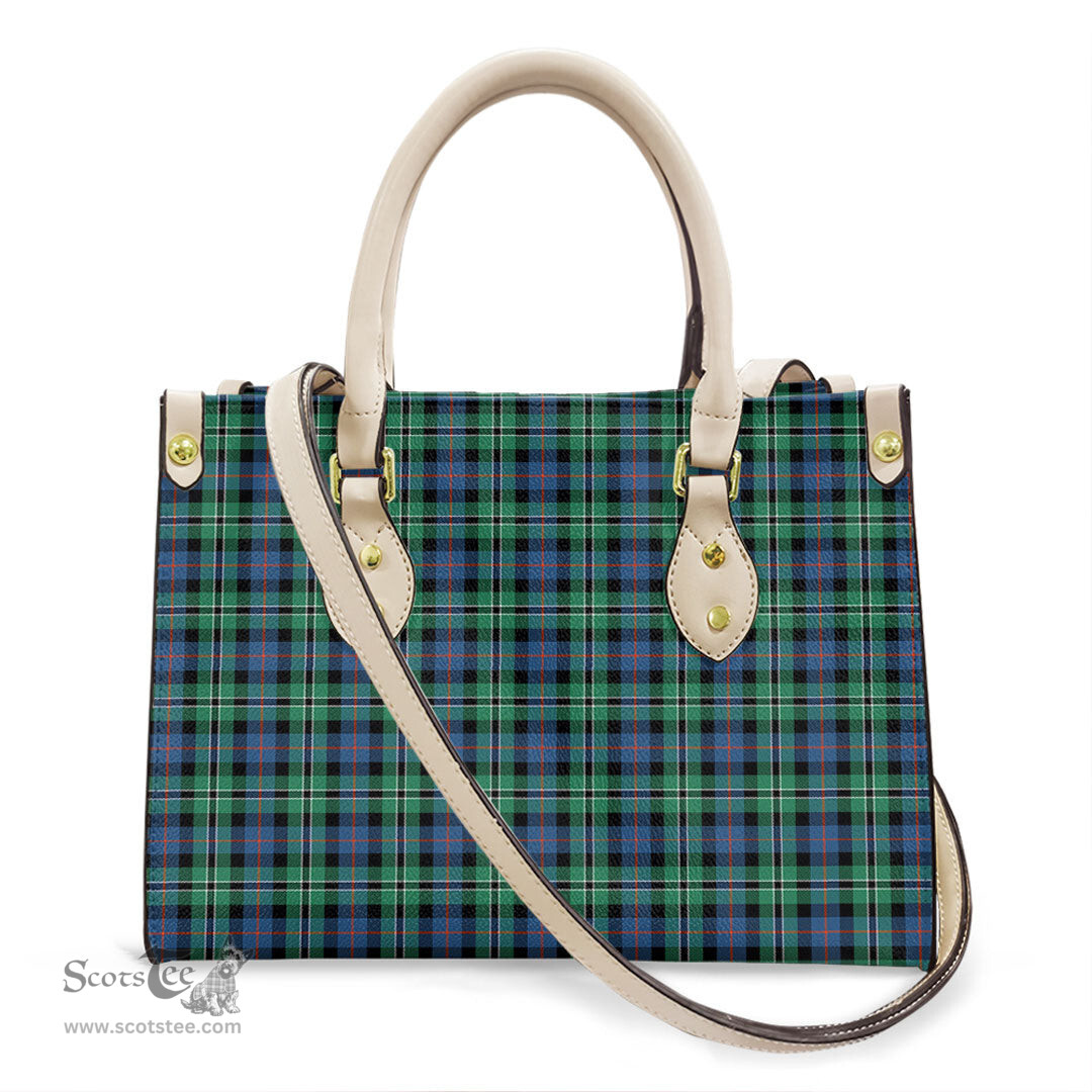 ScotsTee Shop Scottish Rose Hunting Ancient Clan Tartan Leather Bag with Shoulder Strap