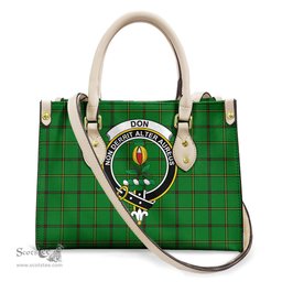 ScotsTee Shop Scottish Don _Tribe of Mar Clan Crest Tartan Leather Bag with Shoulder Strap
