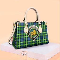 ScotsTee Shop Scottish Campbell of Breadalbane Ancient Clan Crest Tartan Leather Bag with Shoulder Strap