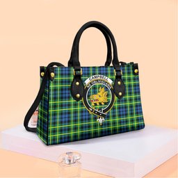 ScotsTee Shop Scottish Campbell of Breadalbane Ancient Clan Crest Tartan Leather Bag with Shoulder Strap