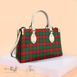 ScotsTee Shop Scottish Stewart Atholl Modern Clan Tartan Leather Bag with Shoulder Strap