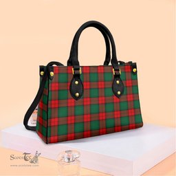ScotsTee Shop Scottish Stewart Atholl Modern Clan Tartan Leather Bag with Shoulder Strap