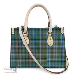 ScotsTee Shop Scottish Ogilvie Hunting Ancient Clan Tartan Leather Bag with Shoulder Strap