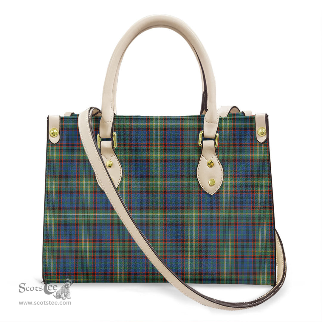 ScotsTee Shop Scottish Nicolson Hunting Ancient Clan Tartan Leather Bag with Shoulder Strap