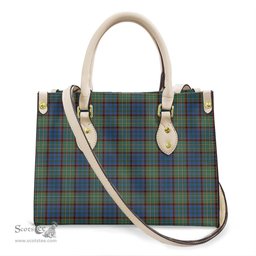 ScotsTee Shop Scottish Nicolson Hunting Ancient Clan Tartan Leather Bag with Shoulder Strap
