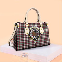 ScotsTee Shop Scottish Borthwick Dress Ancient Clan Crest Tartan Leather Bag with Shoulder Strap