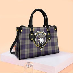 ScotsTee Shop Scottish Cunningham Dress Blue Dancers Clan Crest Tartan Leather Bag with Shoulder Strap