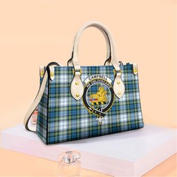 ScotsTee Shop Scottish Campbell Dress Ancient Clan Crest Tartan Leather Bag with Shoulder Strap