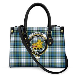 ScotsTee Shop Scottish Campbell Dress Ancient Clan Crest Tartan Leather Bag with Shoulder Strap