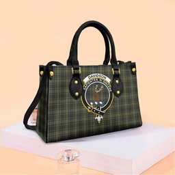 ScotsTee Shop Scottish Davidson Tulloch Dress Clan Crest Tartan Leather Bag with Shoulder Strap