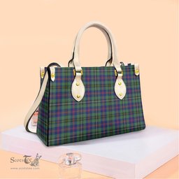 ScotsTee Shop Scottish Wood Modern Clan Tartan Leather Bag with Shoulder Strap