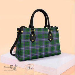 ScotsTee Shop Scottish Wishart Hunting Modern Clan Tartan Leather Bag with Shoulder Strap