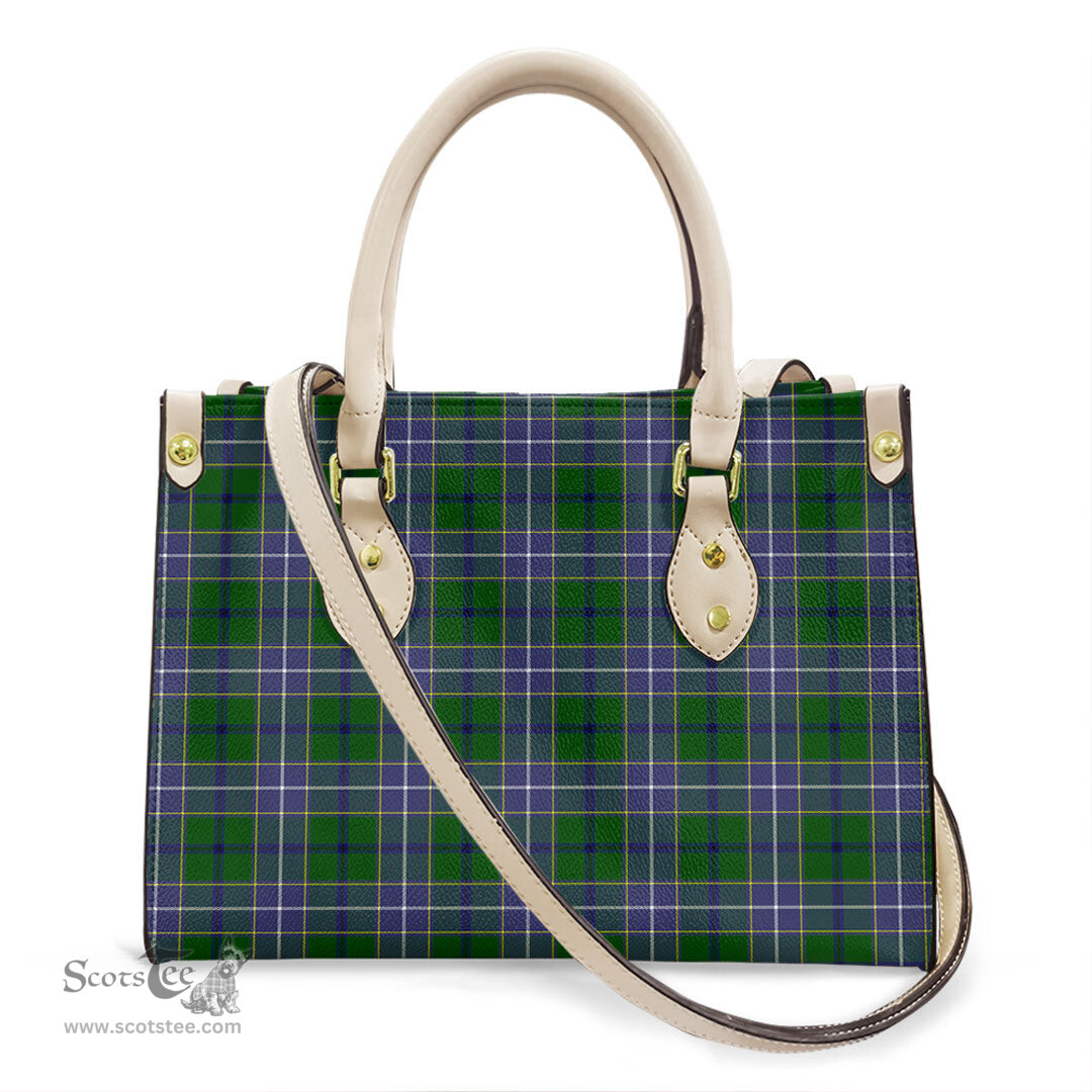 ScotsTee Shop Scottish Wishart Hunting Modern Clan Tartan Leather Bag with Shoulder Strap