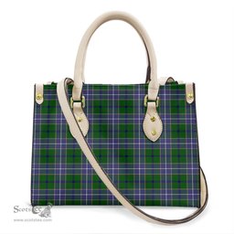 ScotsTee Shop Scottish Wishart Hunting Modern Clan Tartan Leather Bag with Shoulder Strap