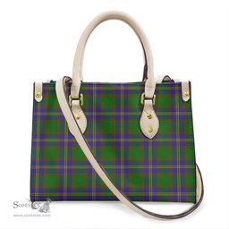 ScotsTee Shop Scottish Strange of Balkaskie Clan Tartan Leather Bag with Shoulder Strap