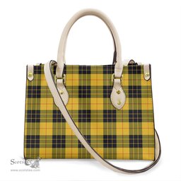 ScotsTee Shop Scottish MacLeod of Lewis Ancient Clan Tartan Leather Bag with Shoulder Strap