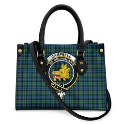 ScotsTee Shop Scottish Campbell Ancient 02 Clan Crest Tartan Leather Bag with Shoulder Strap