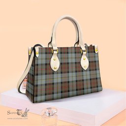 ScotsTee Shop Scottish MacLeod of Harris Weathered Clan Tartan Leather Bag with Shoulder Strap