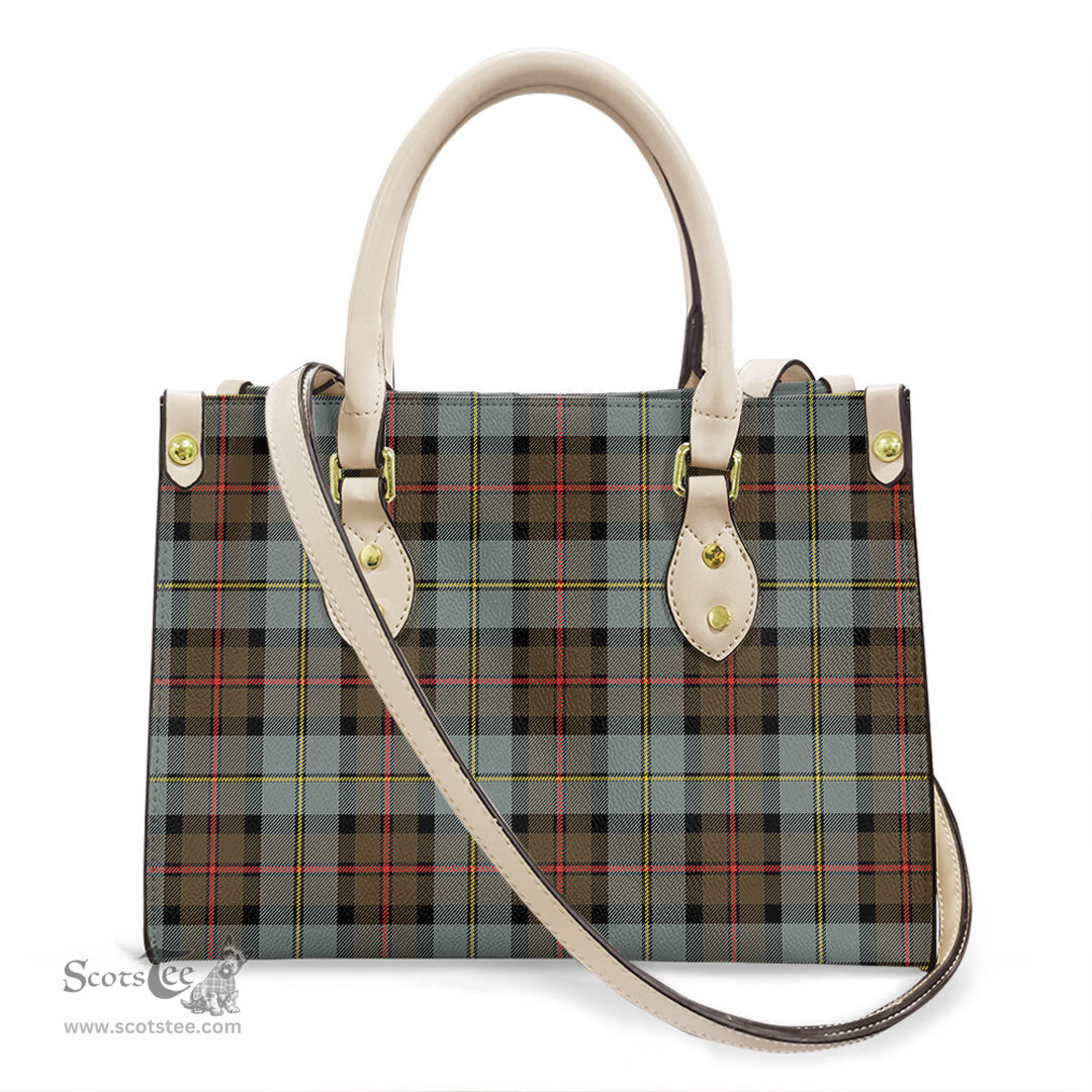 ScotsTee Shop Scottish MacLeod of Harris Weathered Clan Tartan Leather Bag with Shoulder Strap
