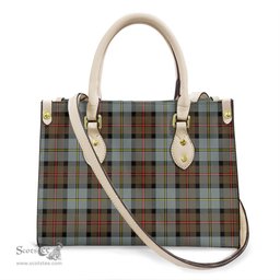 ScotsTee Shop Scottish MacLeod of Harris Weathered Clan Tartan Leather Bag with Shoulder Strap