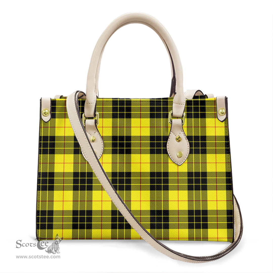 ScotsTee Shop Scottish MacLeod of Lewis Modern Clan Tartan Leather Bag with Shoulder Strap