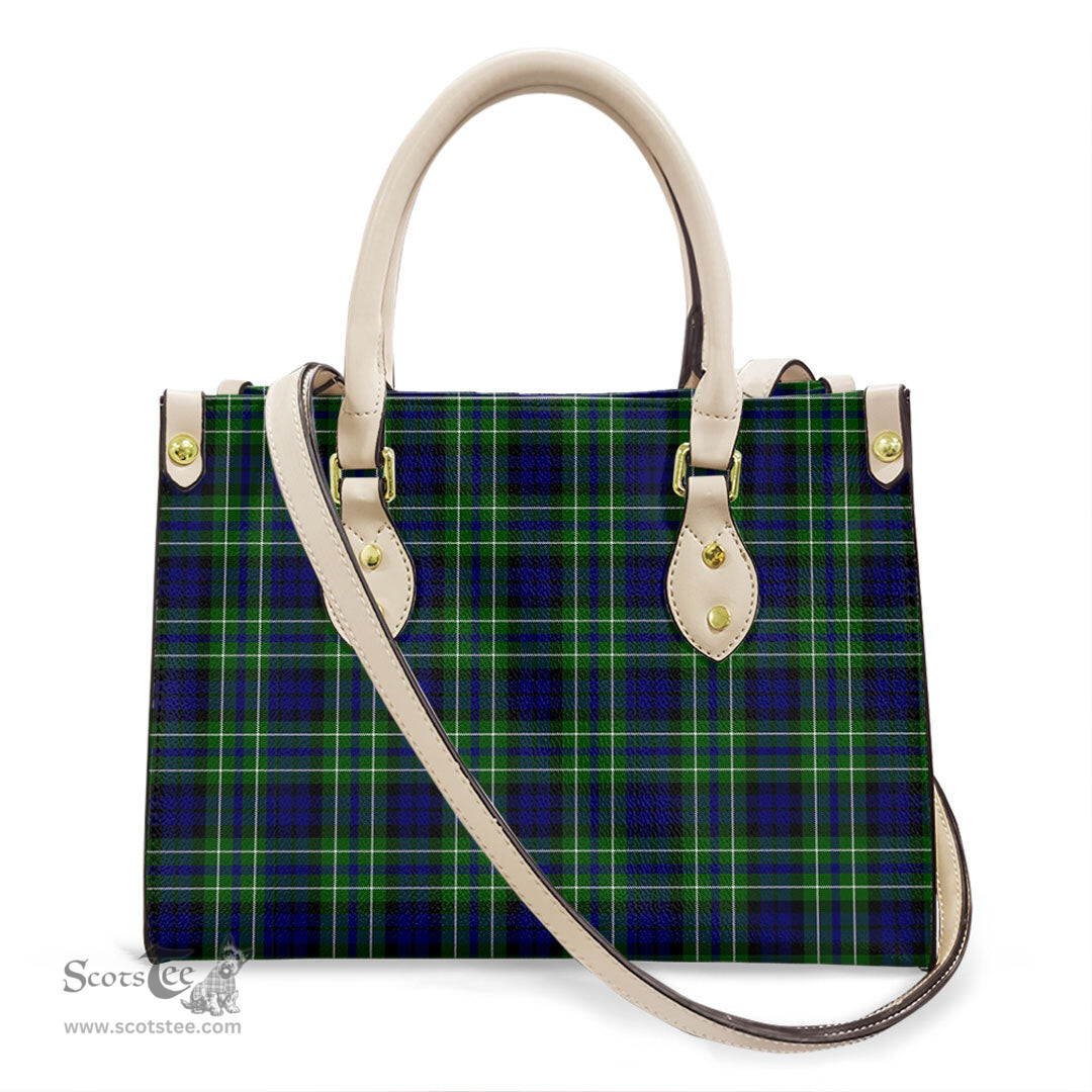 ScotsTee Shop Scottish MacNeil of Colonsay Modern Clan Tartan Leather Bag with Shoulder Strap