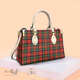 ScotsTee Shop Scottish Stewart Royal Modern Clan Tartan Leather Bag with Shoulder Strap