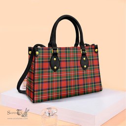 ScotsTee Shop Scottish Stewart Royal Modern Clan Tartan Leather Bag with Shoulder Strap