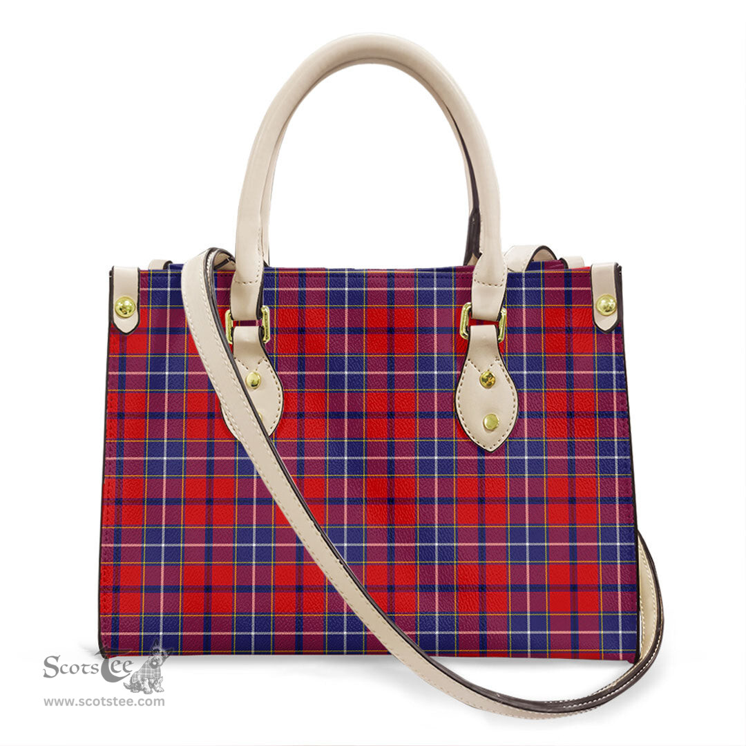 ScotsTee Shop Scottish Wishart Dress Clan Tartan Leather Bag with Shoulder Strap